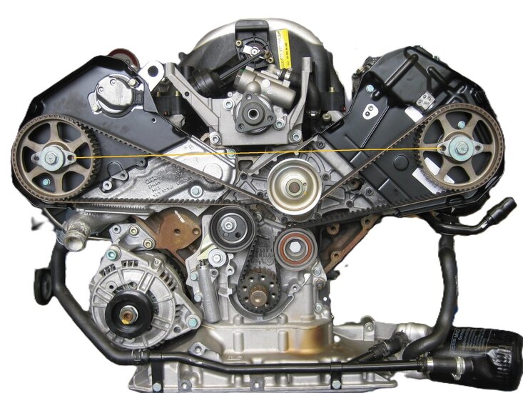 audi - vag - skoda&nbsp; 2.4 - 2.7 en 2.8 v6 blokkeerstang - nokkenas vergrendeling beugel - krukas distributiebeugel