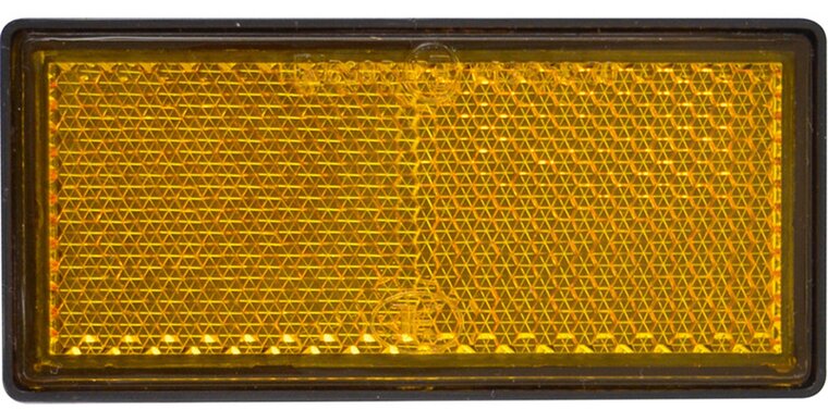 86 x 40 mm benson 2x oranje rechthoek&nbsp;reflector plak e4 keurmerk - plakreflector&nbsp;- reflectoren zijkant van de aan