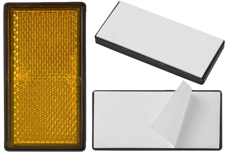 86 x 40 mm benson 2x oranje rechthoek&nbsp;reflector plak e4 keurmerk - plakreflector&nbsp;- reflectoren zijkant van de aan