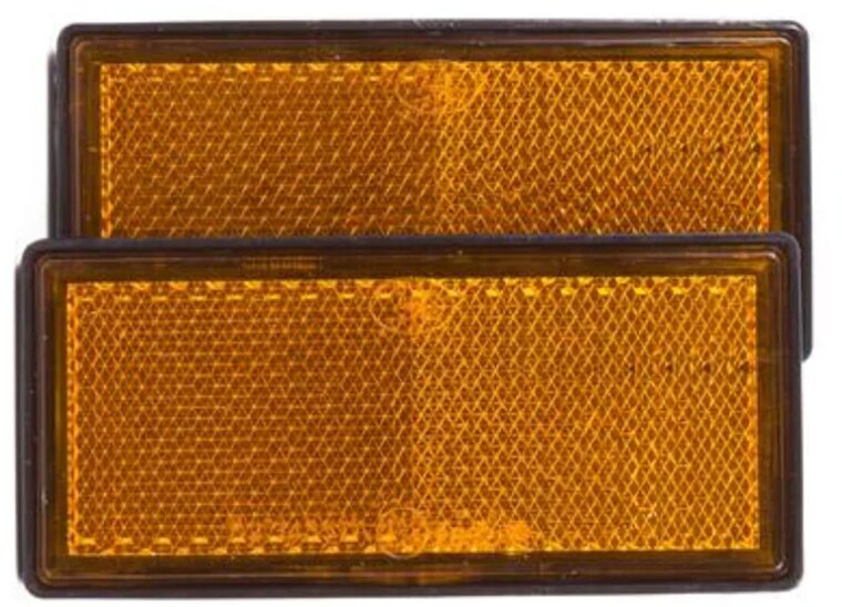 86 x 40 mm benson 2x oranje rechthoek&nbsp;reflector plak e4 keurmerk - plakreflector&nbsp;- reflectoren zijkant van de aan