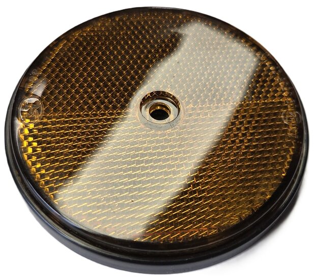 2X 85 mm ronde oranje / amber schroefbare reflector e4 keurmerk - boutbare reflector rond - aanhangerreflector zijkant