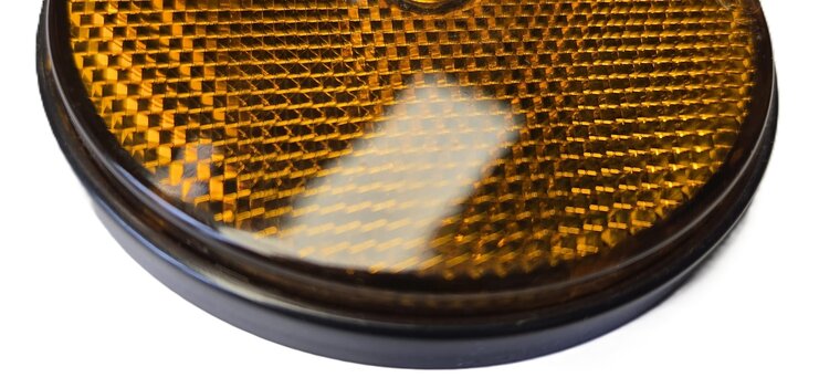 2X 85 mm ronde oranje / amber schroefbare reflector e4 keurmerk - boutbare reflector rond - aanhangerreflector zijkant