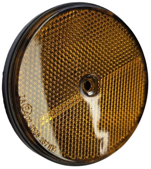 2X 85 mm ronde oranje / amber schroefbare reflector e4 keurmerk - boutbare reflector rond - aanhangerreflector zijkant