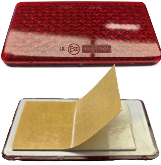 95 X 45 mm rode rechthoek plak reflector e20 keurmerk - aanhangerreflector zelfklevend wital -&nbsp; recflector rood achterka