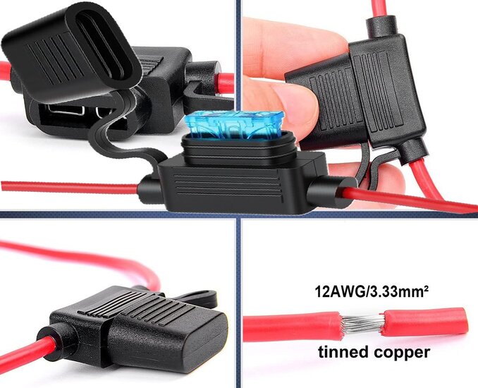 32v dc 30 ampere waterdichte zekeringhouder - zweefzekering houder inline - steekzekeringhouder - vlaksteekzeringhouder