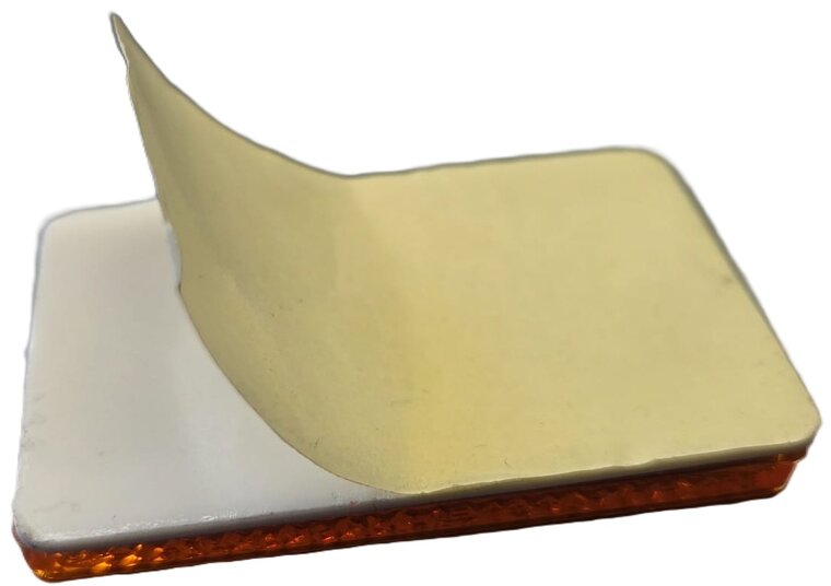 57 X 38 mm oranje / amber plak reflector met e3 keurmerk - rechthoekreflector aj.ba ct.55 - plakreflector aanhanger en voertuig