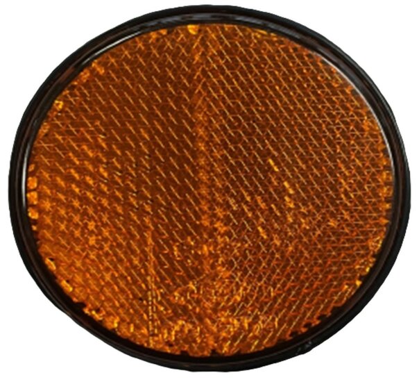 60 mm ronde oranje / amber plak reflector e3 keurmerk - ronde zelfklevende zijreflector radex - voertuigreflector