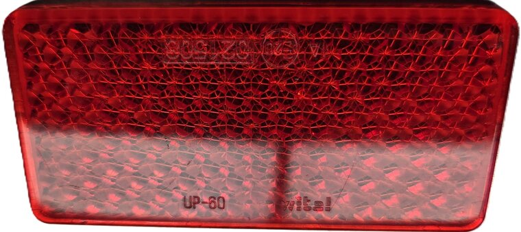 95 X 45 mm rode rechthoek plak reflector e20 keurmerk - zelfklevende&nbsp;reflector wital up-60&nbsp;rood - achterkant voer