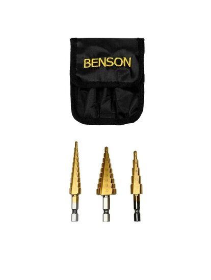 stappenboor 3 tot 12mm - 4 tot 12 mm - 4 tot 20 mm - kegelboor 3 delig - stappenboren - trapboor - ruimers - benson