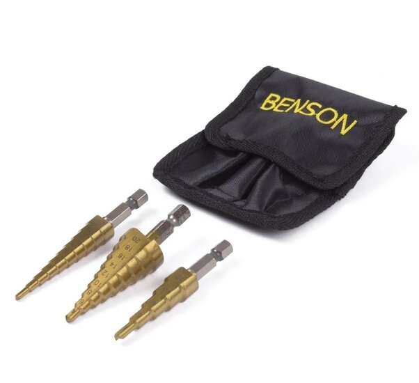 stappenboor 3 tot 12mm - 4 tot 12 mm - 4 tot 20 mm - kegelboor 3 delig - stappenboren - trapboor - ruimers - benson
