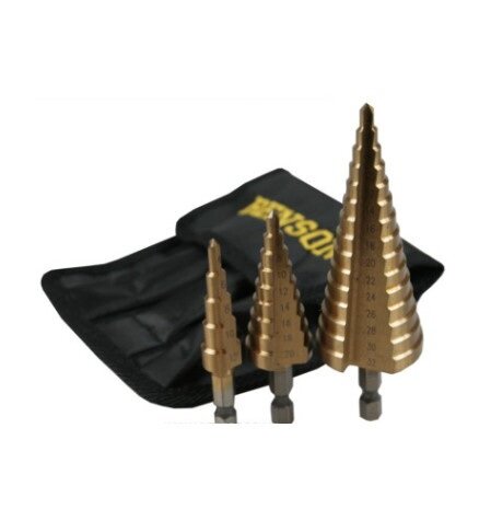 stappenboor 3 tot 12mm - 4 tot 12 mm - 4 tot 20 mm - kegelboor 3 delig - stappenboren - trapboor - ruimers - benson