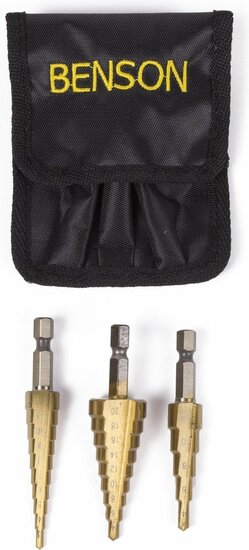 stappenboor 3 tot 12mm - 4 tot 12 mm - 4 tot 20 mm - kegelboor 3 delig - stappenboren - trapboor - ruimers - benson