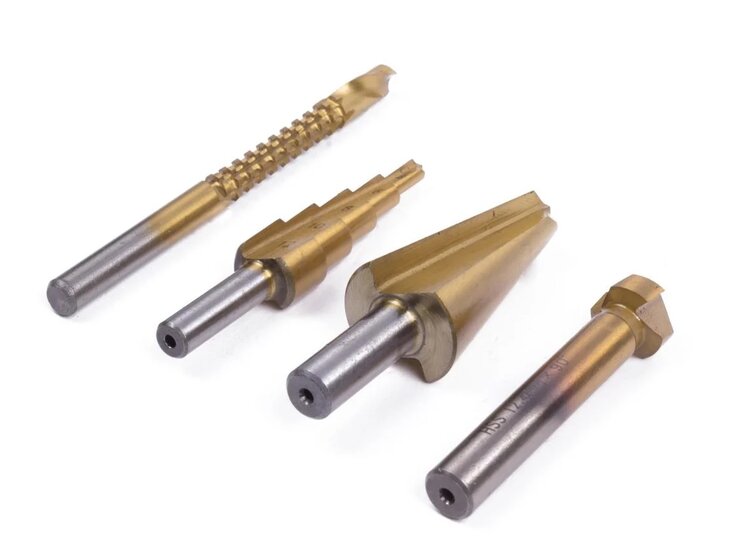 hss boren set 4 delig - stappenboor - freesboor - verzinkboor - kegelboor - borenset - boorset - hofftech
