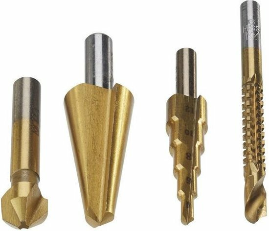 hss boren set 4 delig - stappenboor - freesboor - verzinkboor - kegelboor - borenset - boorset - hofftech