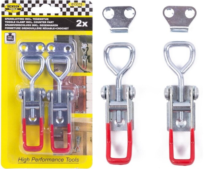 2 x spansluiting met tegenstuk 67&nbsp;mm x 22&nbsp;mm - treksluiting - kistsluiting - klepsluiting - aanhangersluiting
