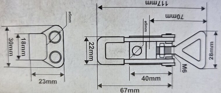 2 x spansluiting met tegenstuk 67&nbsp;mm x 22&nbsp;mm - treksluiting - kistsluiting - klepsluiting - aanhangersluiting 