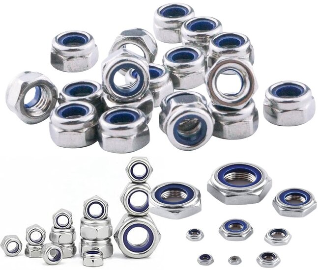146 delige nylon moeren set - zelfborgmoeren&nbsp;- borgmoeren met nylond ring - borg moeren set m4 tot m12