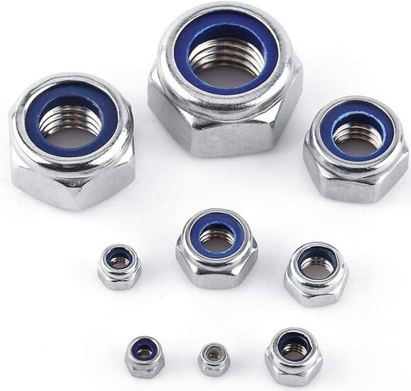 146 delige nylon moeren set - zelfborgmoeren&nbsp;- borgmoeren met nylond ring - borg moeren set m4 tot m12