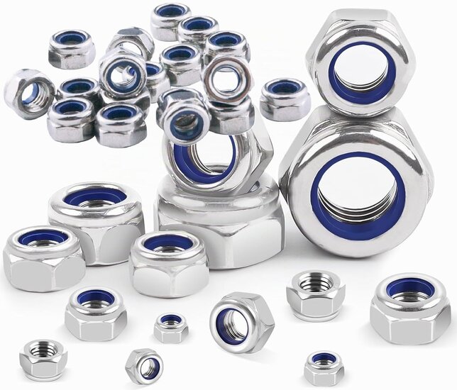 146 delige nylon moeren set - zelfborgmoeren&nbsp;- borgmoeren met nylond ring - borg moeren set m4 tot m12