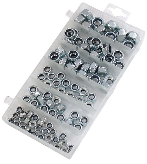 146 delige nylon moeren set - zelfborgmoeren&nbsp;- borgmoeren met nylond ring - borg moeren set m4 tot m12