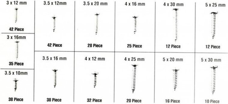 350 delige 13&nbsp;diverse parker schroeven phillips pan-head screws - metaalschroeven - houtschroeven - universeel bolkop schroef
