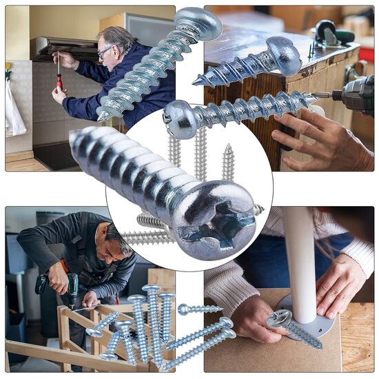 350 delige 13&nbsp;diverse parker schroeven phillips pan-head screws - metaalschroeven - houtschroeven - universeel bolkop schroef