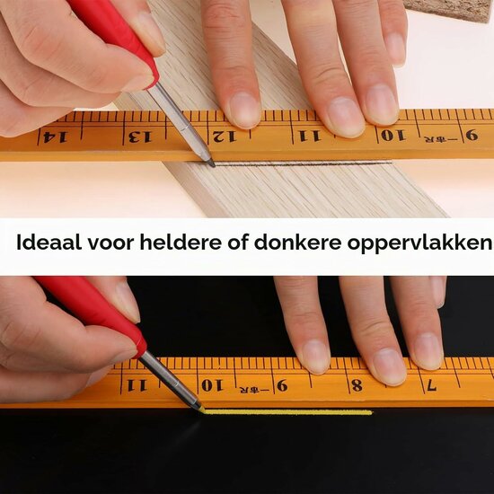 markeerpotlood inclusief puntenslijper - kraspen - timmerman potlood set - markeringspotlood - aftekenpotlood - benson