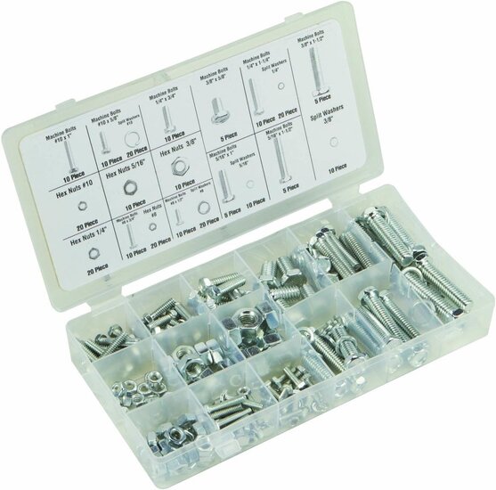 240 delige bouten en moeren set&nbsp; metrischce maten - m4&nbsp;tot m10 bout en moer - machinebouten - sluitringen
