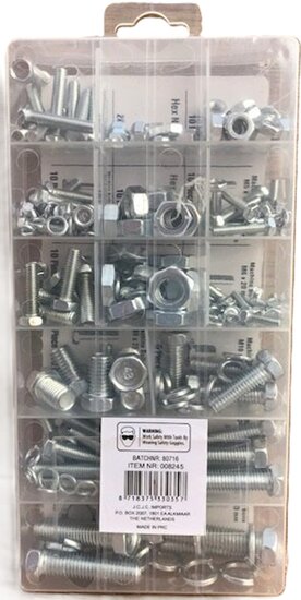 240 delige bouten en moeren set&nbsp; metrischce maten - m4&nbsp;tot m10 bout en moer - machinebouten - sluitringen