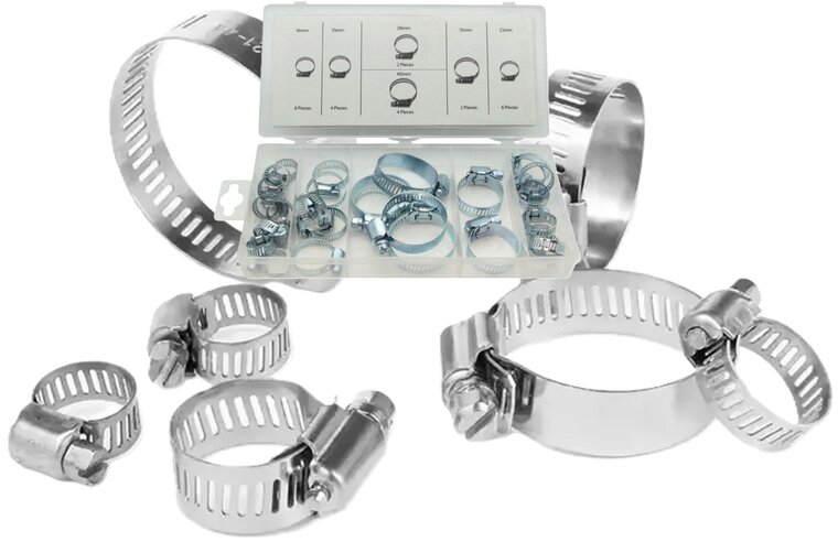 26 delige slangklemmen set 16 tot 40 mm - slang klemmen - klemband - buisklem - slangbinder - slangklem - asta