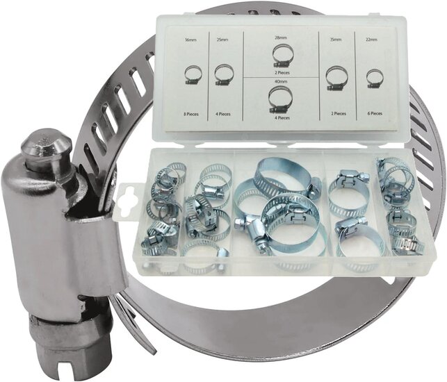 26 delige slangklemmen set 16 tot 40 mm - slang klemmen - klemband - buisklem - slangbinder - slangklem - asta