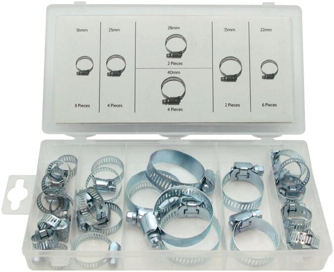 26 delige slangklemmen set 16 tot 40 mm - slang klemmen - klemband - buisklem - slangbinder - slangklem - asta