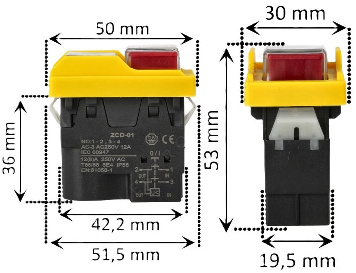 aan/uit drukschakelaar&nbsp; zcd-01 - noodstop schakelaar - drukschakelaar - electro schakelaar - stationaire machine schakel