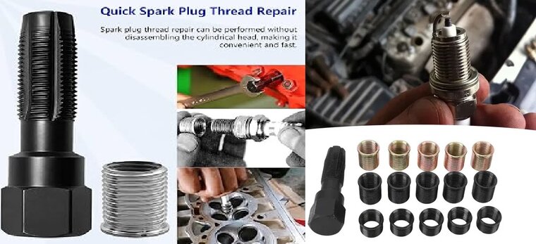 16 delige bougiedraad reparatie set - tapset schroefdraad reparatie bougiegat&nbsp;- bougie schoefdraad herstel bussenset