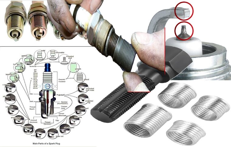 16 delige bougiedraad reparatie set - tapset schroefdraad reparatie bougiegat&nbsp;- bougie schoefdraad herstel bussenset