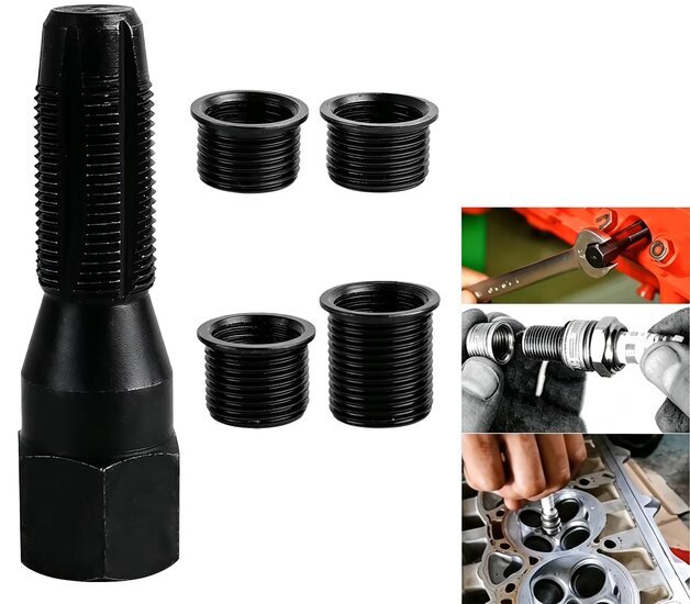 16 delige bougiedraad reparatie set - tapset schroefdraad reparatie bougiegat&nbsp;- bougie schoefdraad herstel bussenset