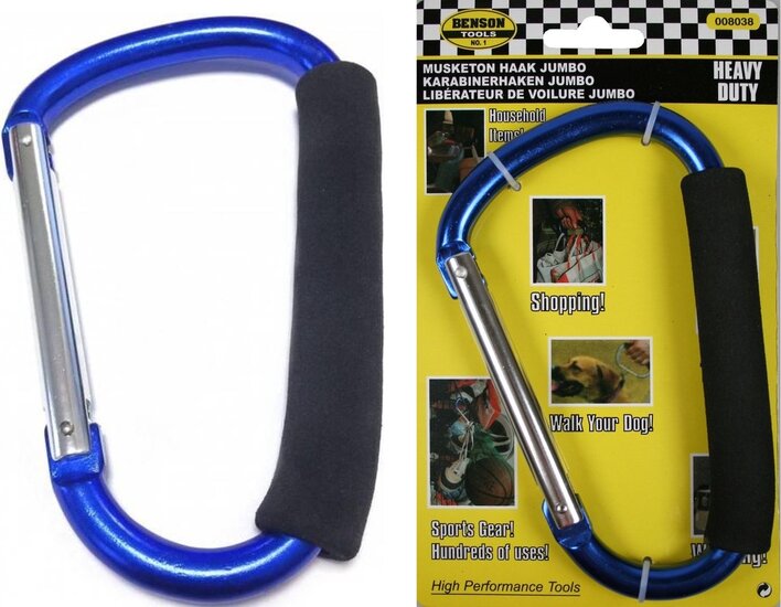 16 x 10 cm aluminium jumbo musketon haak - musketonhaak - heavy duty karabijnhaak - shoppinghaak - draaghaak - opberghaak&amp;#x00a