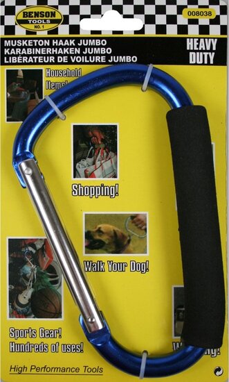16 x 10 cm aluminium jumbo musketon haak - musketonhaak - heavy duty karabijnhaak - shoppinghaak - draaghaak - opberghaak&amp;#x00a