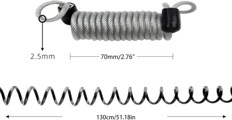 900 mm x 2.5 mm stahlex cijfer kabelslot met karabijnhaak - anti diefstal slot - cijferslot - kabel slot - superlock veiligheid
