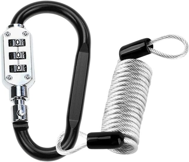 900 mm x 2.5 mm stahlex cijfer kabelslot met karabijnhaak - anti diefstal slot - cijferslot - kabel slot - superlock veiligheid