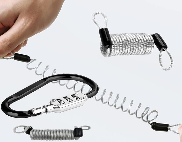 900 mm x 2.5 mm stahlex cijfer kabelslot met karabijnhaak - anti diefstal slot - cijferslot - kabel slot - superlock veiligheid