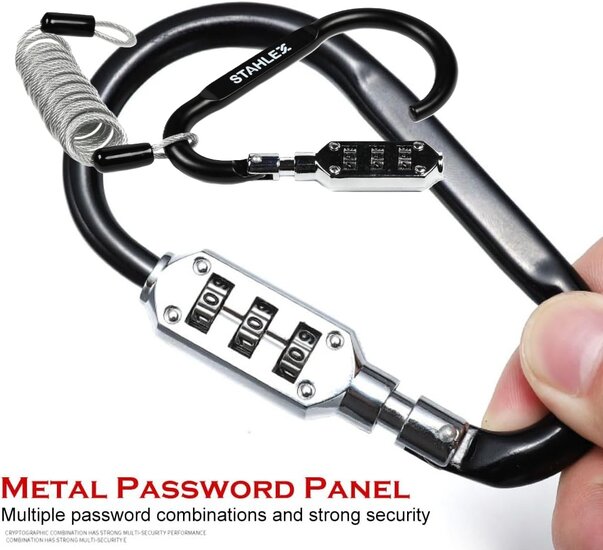 900 mm x 2.5 mm stahlex cijfer kabelslot met karabijnhaak - anti diefstal slot - cijferslot - kabel slot - superlock veiligheid