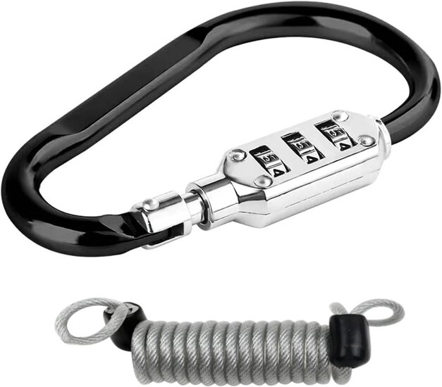 900 mm x 2.5 mm stahlex cijfer kabelslot met karabijnhaak - anti diefstal slot - cijferslot - kabel slot - superlock veiligheid