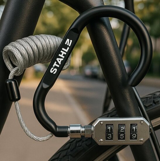 900 mm x 2.5 mm stahlex cijfer kabelslot met karabijnhaak - anti diefstal slot - cijferslot - kabel slot - superlock veiligheid