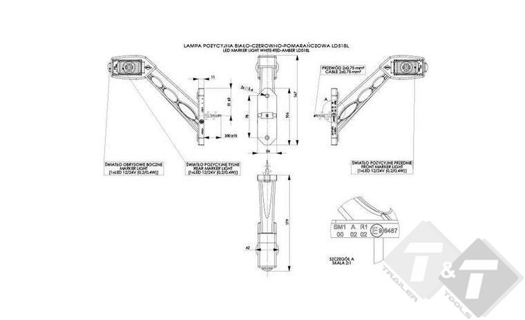 contourverlichting, breedte lamp, positie verlichting