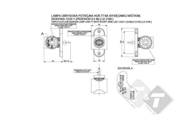 contourverlichting, breedte lamp, positie verlichting