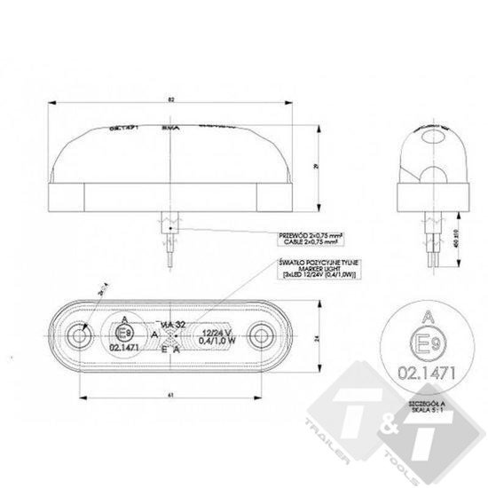 contourverlichting, breedte lamp, positie verlichting