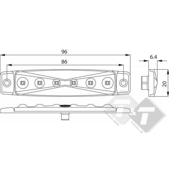 zijmarkeringlamp, zijmarkering lamp, countourlamp, contour licht, markeringslamp, led markering