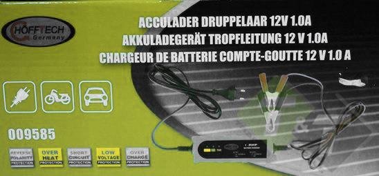 Acculader 12 Volt 1.0 Ampere - Stroomlader - Druppelaar - Druppellader - H&ouml;fftech