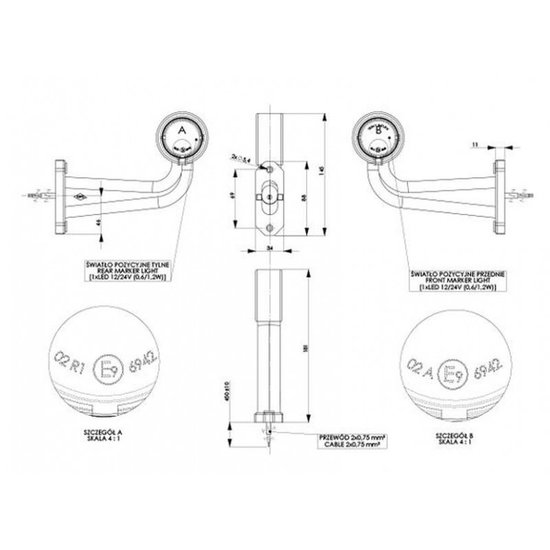 Breedtelamp, Breedte lamp, Zijlamp, Zij lamp, Contourverlichting, Contour verlichting, Zijmarkering, Zij markering, Markeringsl